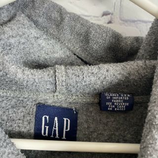 GAP Athletic VTG 90s Grey Fleece Spellout Hoodie Sweatshirt Large 3