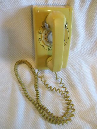 Vintage Yellow Rotary Wall Phone Bell Systems 554 Bmp Western Electric
