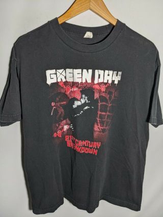 Vtg 2000s Green Day T - Shirt Cinder Block Large Black Band Tee