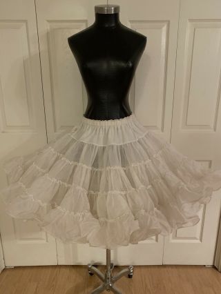 Vintage Malco Modes White Square Dance Crinoline Petticoat Rockabilly 26 " To 38 "