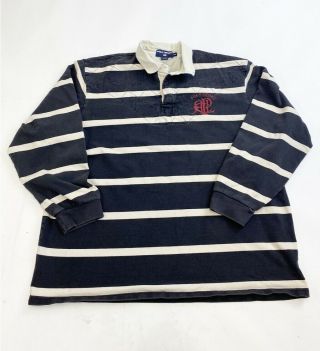 Vintage Polo Sport Ralph Lauren Rugby Shirt Size 2xl Xxl Black White Striped