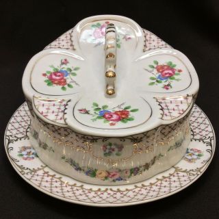 Vintage Hand Painted Porcelain Covered Cheese Dish 1898 China Company