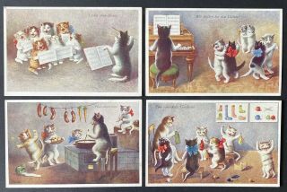 Vintage Cat Postcards (4) A/s C.  Ohler B.  K.  W.  I.  Series 315 Busy Cats