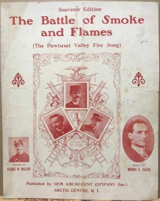 C1917 Vintage Firemen Sheet Music Pawtuxet Valley R.  I.  Fire Song Souvenir Ed.