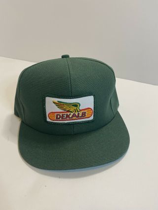 Vintage Dekalb K Products Snapback Hat Patch Cap Made In The Usa Green Canvas