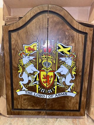 Vintage The King Of Arms Wooden Dart Board Cabinet