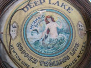 Vintage Newton Line Co,  Deep Lake Copper Trolling Line,  Homer Ny.  Mermaid Brand