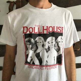 Vintage 1990’s Thee Dollhouse Strip Club Orlando Florida Promotional T - Shirt Usa