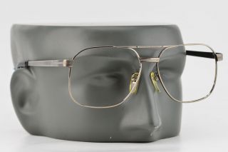 Vintage 80s Large Aviator Silver Titanium Glasses Frames Made In Japan 60 - 16