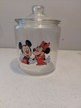 Vintage Mickey And Minnie Walt Disney Co Clear Cookie Jar