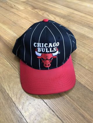 Vintage Starter Nba Chicago Bulls Pinstripe Snapback Hat Cap