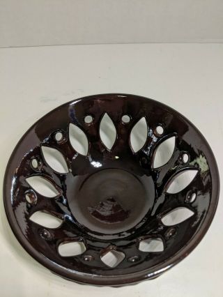 Vintage Nolde Forest Pottery Handmade Reticulated Redware Bowl W.  Mucky 1974