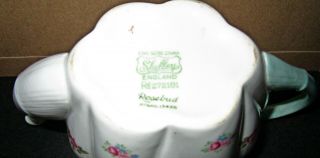 Vintage Shelley Dainty Rosebud Teapot Aqua Handle Edges 13426 NO LID 3
