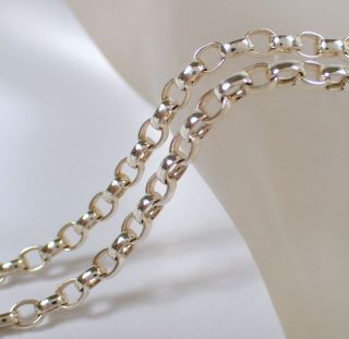 Vtg Designer Signed 24.  7g Sterling Silver Oval 4mm Link Rolo Chain 26 " Necklace