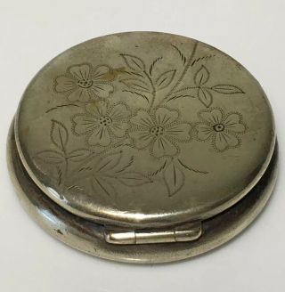 Vintage Art Nouveau Engraved Silver Plated Snuff Trinket Box