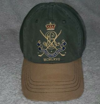 Polo Ralph Lauren Vintage Golf Crest Leather Strap Baseball Cap Green Vtg Hat
