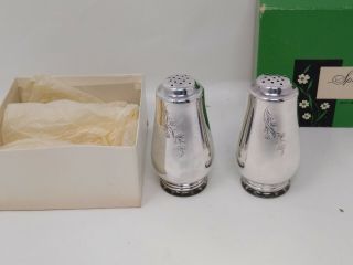 Vintage " Springtime " 1847 Roger Bros Sterling Silver Salt Pepper Shakers 9364