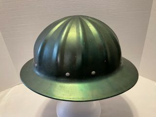 Vintage Full Brim Hard Hat Superlite Fibre - Metal Green Aluminum 8 Rivet 2