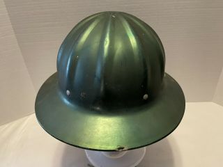 Vintage Full Brim Hard Hat Superlite Fibre - Metal Green Aluminum 8 Rivet 3