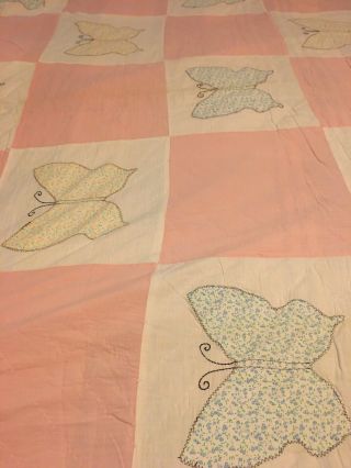 Very Old Vintage Hand And Machine Stitched Quilt 74”x80” 2