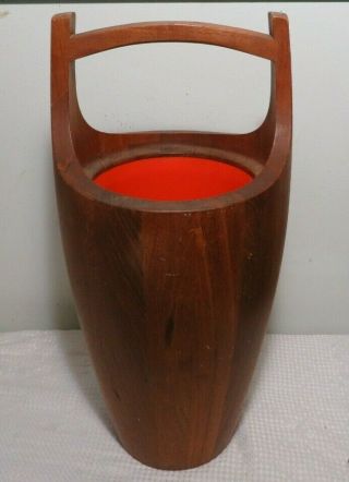 Vintage Dansk Designs Ice Bucket Cooler Teak Wood Mcm Large 19.  5 " Denmark Made
