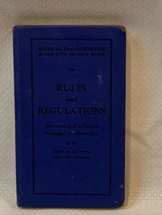 Vintage 1944 York City Transit System Rules Regulations Book