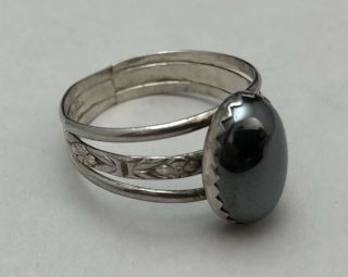 Vintage.  925 Sterling Silver & Hematite Estate Ring Size 11 5.  14g 2