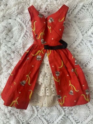 1960’s Vintage Barbie Garden Tea Party Red Dress 1606