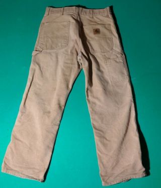 AMERICAN MADE Carhartt Men ' s Pants Size 34 X 30 Light Duck Brown Vintage B11 2