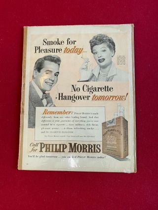1952,  Lucille Ball,  " Philip Morris Cigarette " Ad (scarce / Vintage)