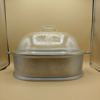 Vintage Guardian Service Aluminum Oven Roaster Pan W/dome Glass Lid 12 X 9 1/4