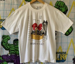 Vintage Crazy Shirts Hawaii 80s Adopt A Cat B Kliban Kitten Basket T Shirt M