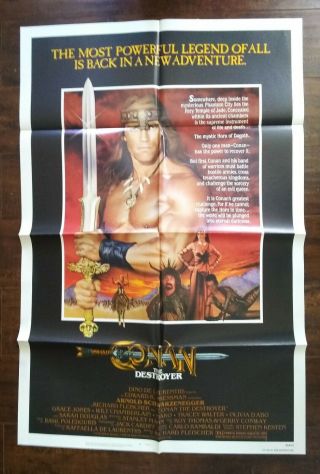 Conan The Destroyer Vintage 1 Sheet Poster Folded 1984 27x41 Near