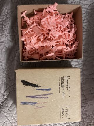 Vintage 100 Doll Co.  Pink 99 Plastic Small Figurines In Mailer Box