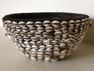 Vintage 10 1/2” Cowrie Shell Money Basket Handmade In Africa
