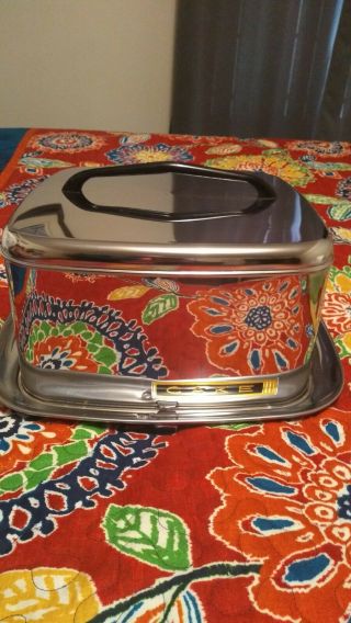 Vintage Lincoln Beautyware Square Cake Safe Carrier With Lock On Lid Mid - Century