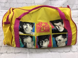 Vintage Kids On The Block Gym Duffel Bag Yellow With Hot Pink Handles 1990