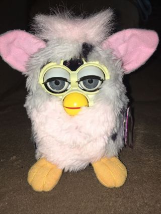 Furby Gray Black Spots Pink Belly And Ears Tail Model 70 - 800 Vintage 1998