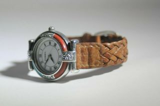 WOMAN ' S FOSSIL WRIST WATCH ET - 7818 3 ATM TRIBAL THEM DIAL LEATHER BAND 2