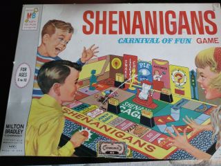 Vintage 1966 Shenanigans Board Game Complete Milton Bradley 4480 Carnival Fun