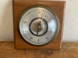 Vintage Lachman & Co Thermometer Brass W/wood Frame Made In Germany