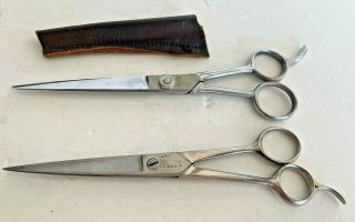 2 Vintage Shears Chic Hot Drop Forged Columbus Barber Thinning Scissors