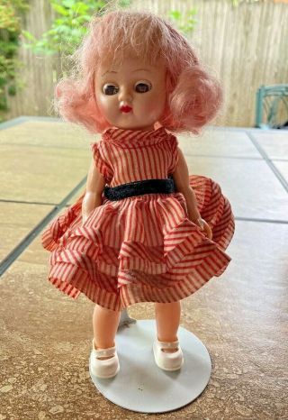 Vintage 1950s Virga Lollipop Doll Red Hair & Dress 8 " Hard Plastic Walker Exc