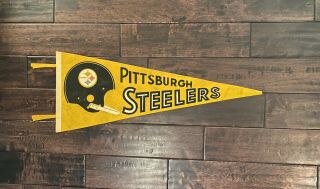 Vintage Pittsburg Steeler Football Felt Pennant Flag 1967 Nfl One Bar Helmet