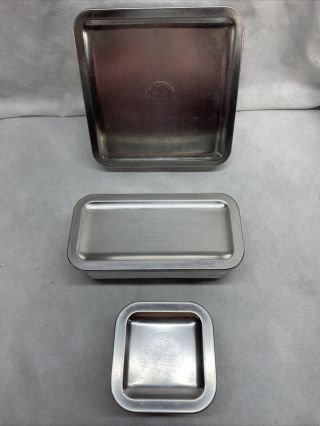 Vintage 1801 Revere Ware Stainless Steel 6 Pc Refrigerator Dish/container Set