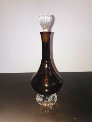 Vintage Mid Century Modern Genie Bottle Amber Brown Glass Decanter With Stopper