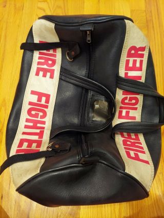 Vintage Leather Firefighter 18 " Duffle Bag Helmet Bag Rare