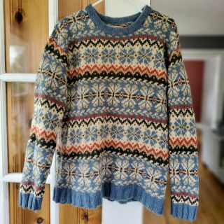 Vintage Abercrombie & Fitch Fair Isle 100 Wool Crewneck Sweater Size Medium
