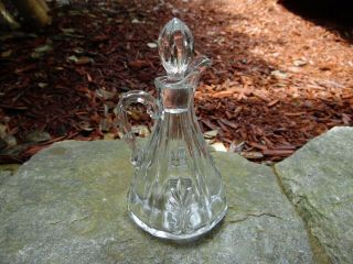 Vintage Clear Fostoria Cruet / Oil Bottle / Baroque Pattern / Blown Glass