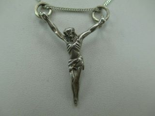 Vintage Sterling Silver Crucifix Cross Pendant Necklace Italy 925 Signed Nr 297e